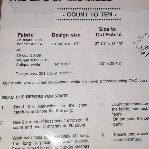 Permin of Copenhagen Count to Ten 151328 Sampler Cross Stitch Pattern - Picture 3 of 4